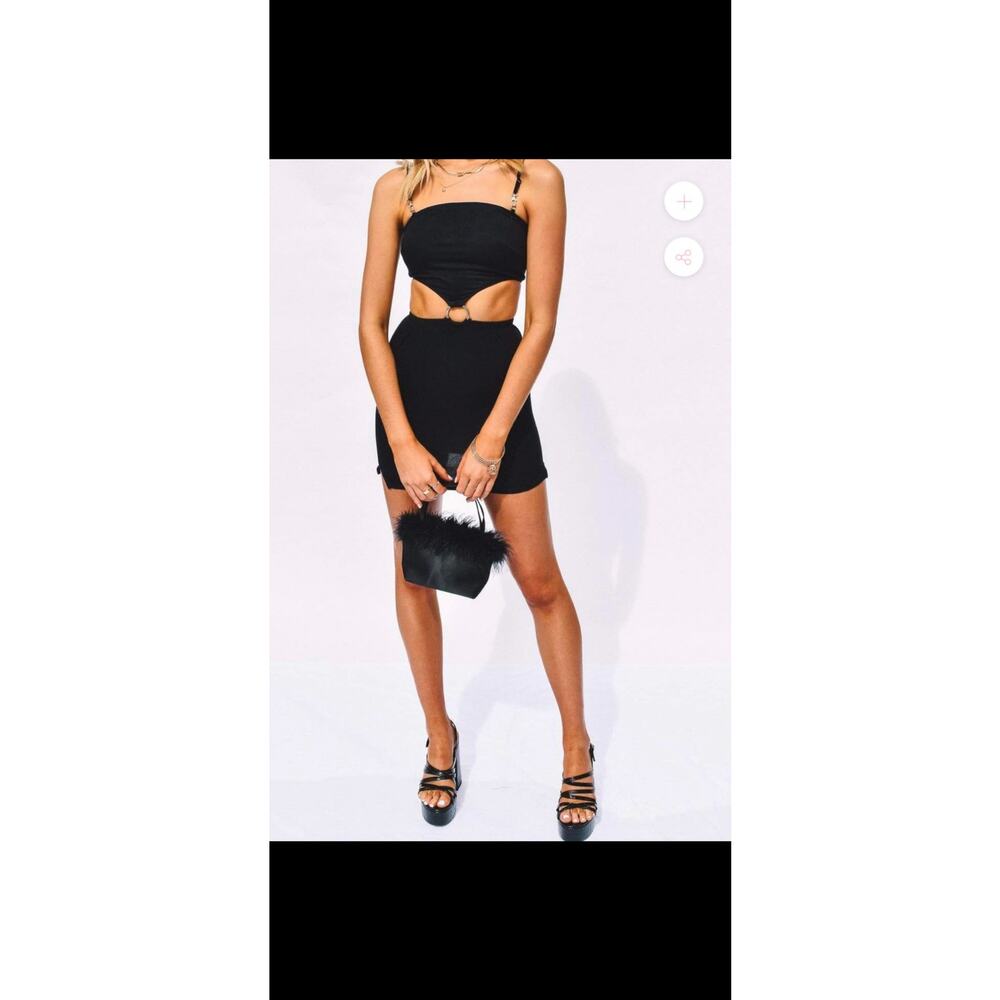 Her Pony The Label Dahlia Little Black Cut Out Mini Bodycon Dress